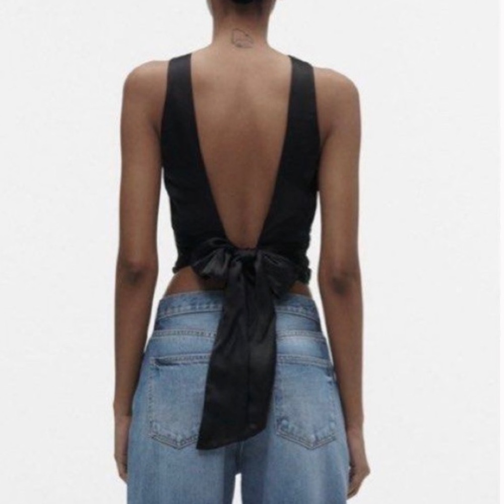 Zara backless bow tie back top